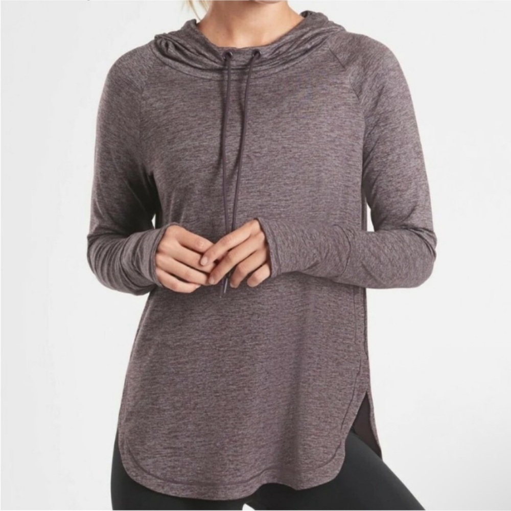 Athleta Uptempo Hoodie Sweatshirt Heathered Flora Mauve Athletic